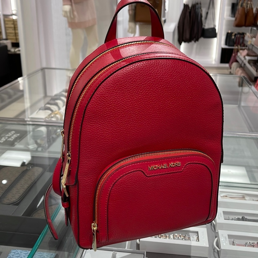 Michael Kors Jaycee Medium Pebbled Leather Backpack
Bright Red NWT